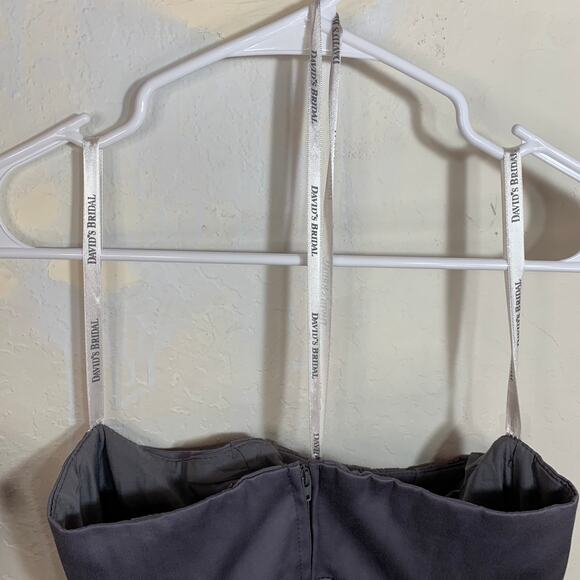 David’s Bridal cotton strapless dusty purple grey dress Size 8 - Picture 9 of 11